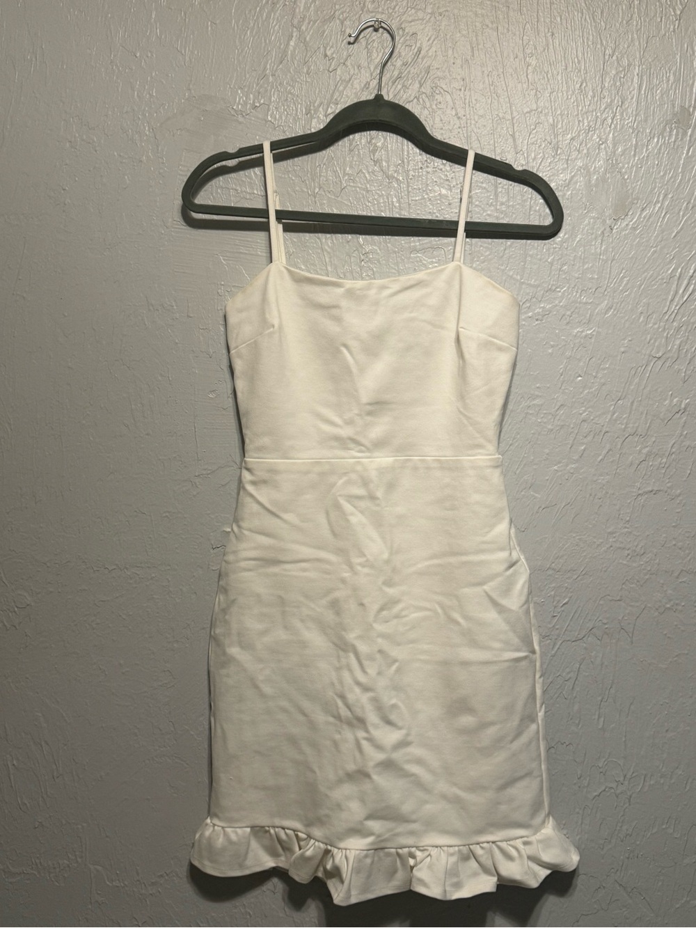 White Spaghetti-Strap Ruffle Hem Dress